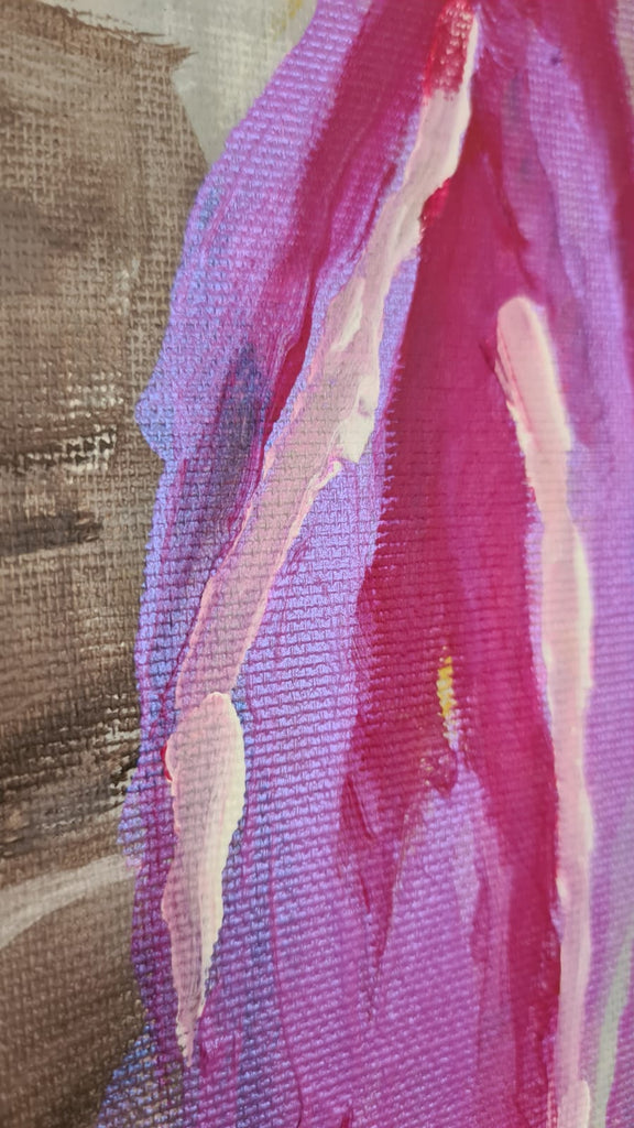 An acrylic painting - Amir Ginat Male Art - Friends - Detail - purple scarf