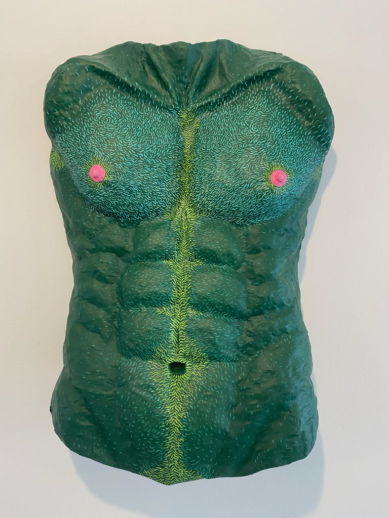 paper mache sculpture and acrylic - Ananda - Green Torso